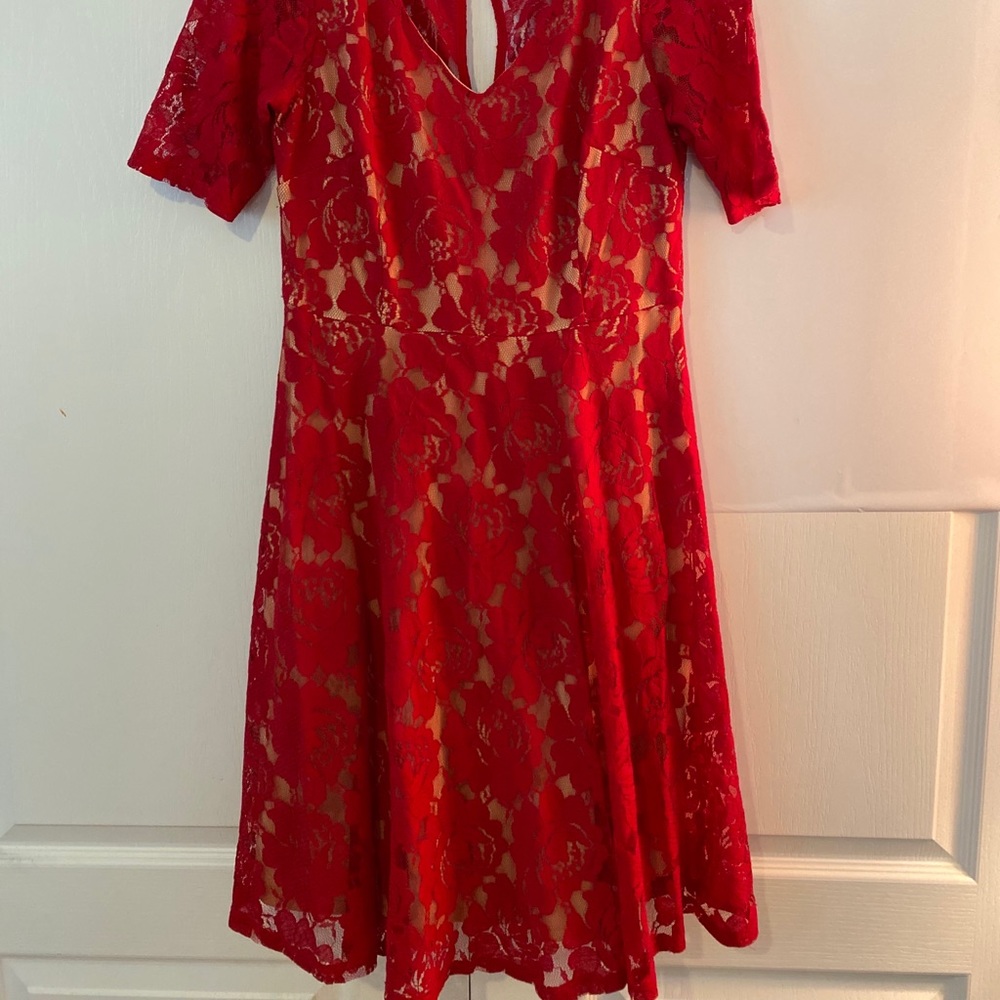 Julian Taylor Red Lace Dress
